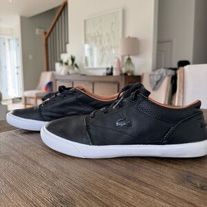 Lacoste Bayliss Vulc PRM Men’s preppy Sneakers Black Leather Size 8